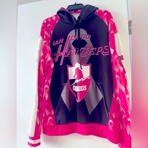 Chargers pull over Breast Cancer Awareness sweatshirt. 100% polyester